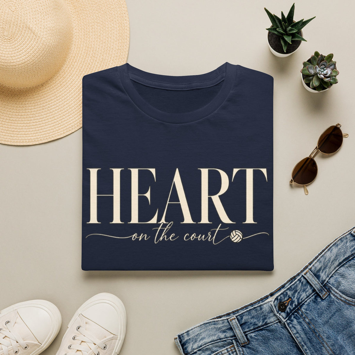 Women Heart on the Court Volleyball T-Shirt