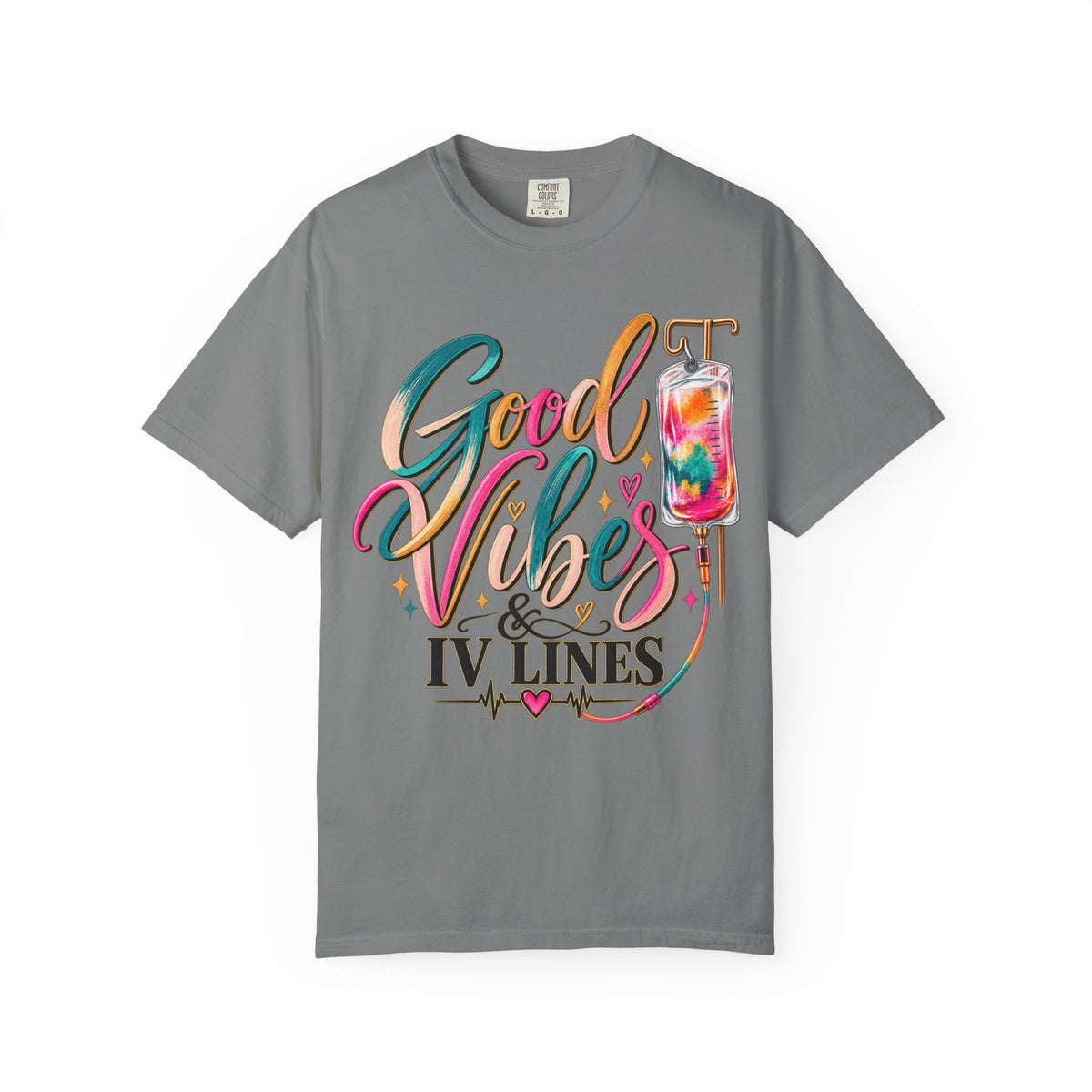 Women Comfort Colors Good Vibes & IV Lines T-Shirt