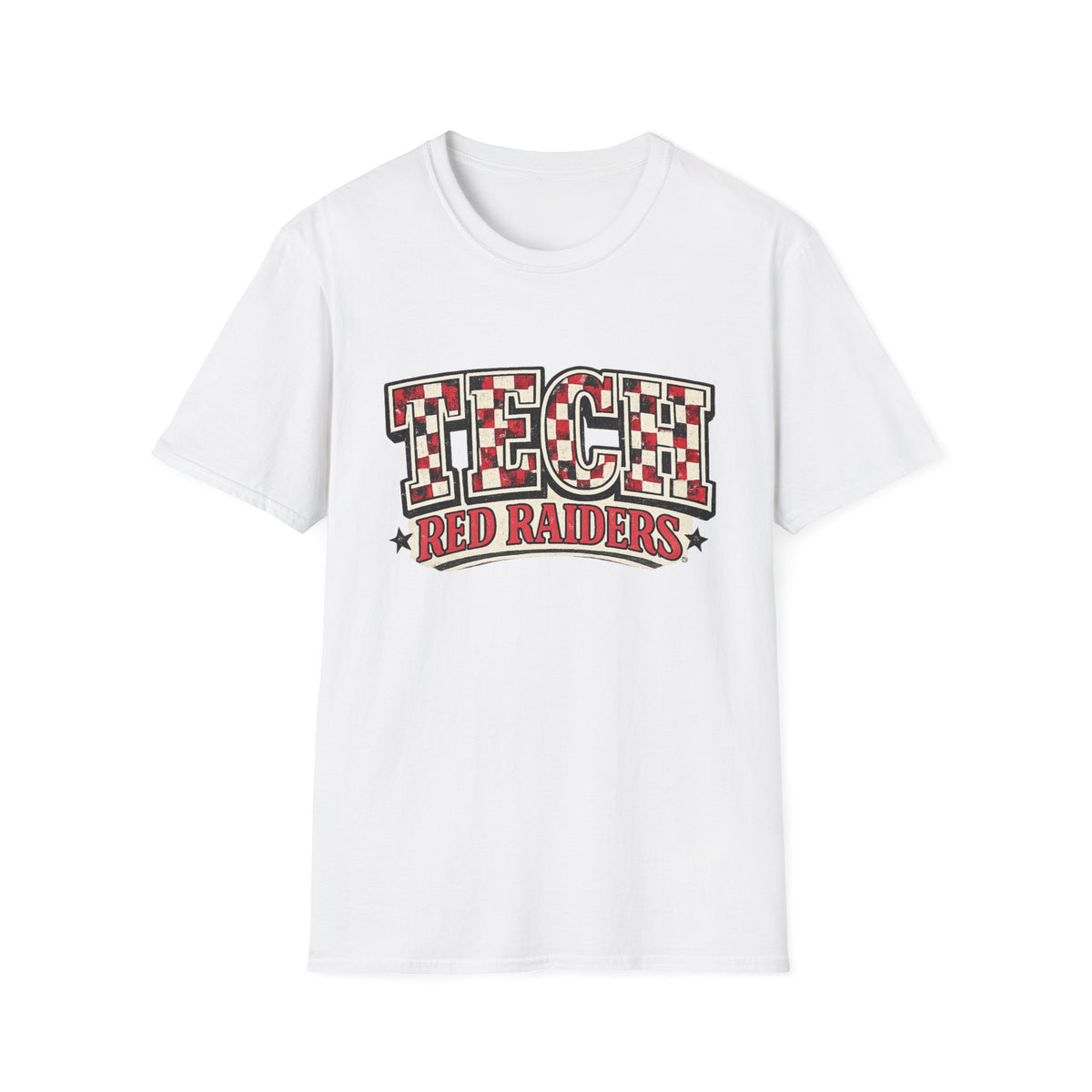 Women Tech Red Raiders Graphic T-Shirt — Checkerboard Team Logo Tee