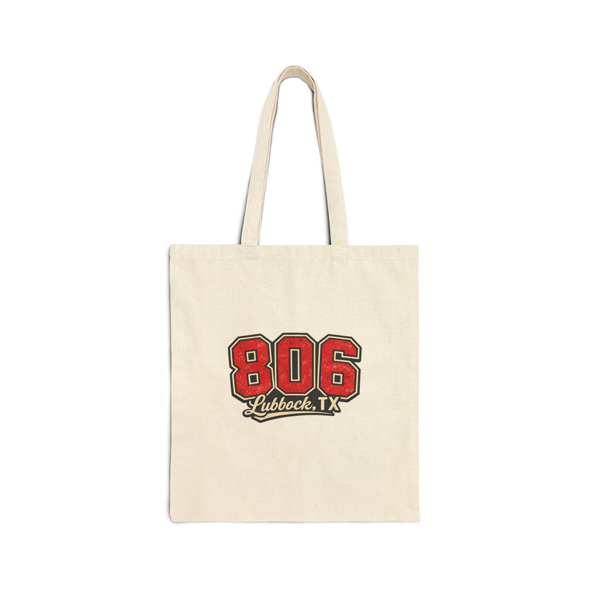 806 Lubbock, TX Canvas Tote Bag — Vintage Collegiate Cotton Shopper