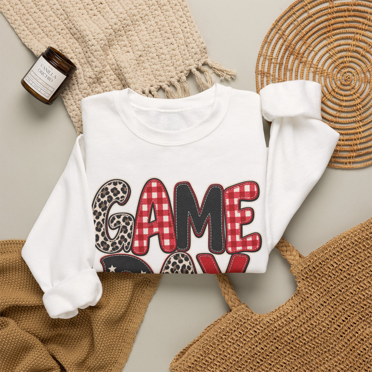 Women Red and Black Game Day Crewneck Sweatshirt