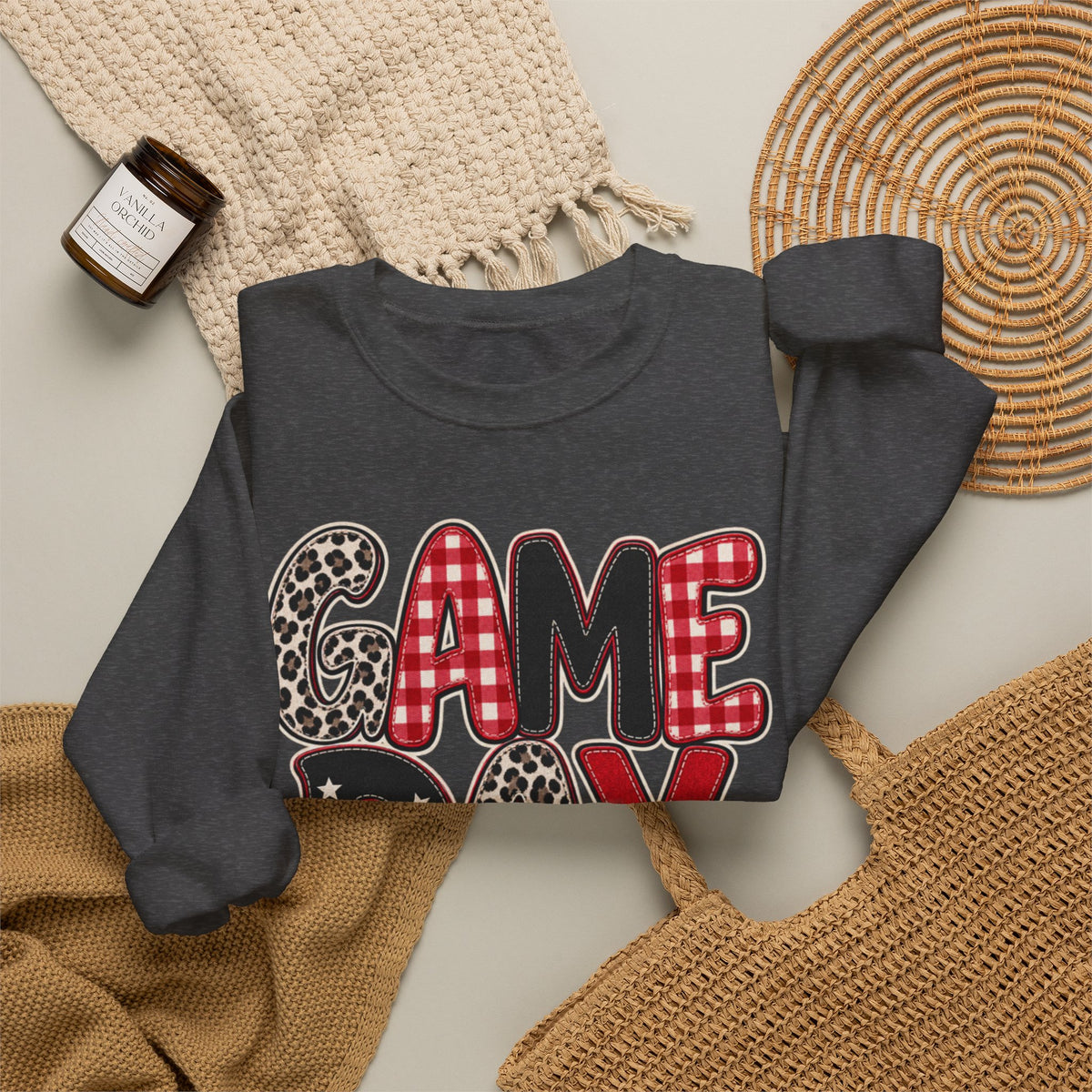 Women Red and Black Game Day Crewneck Sweatshirt
