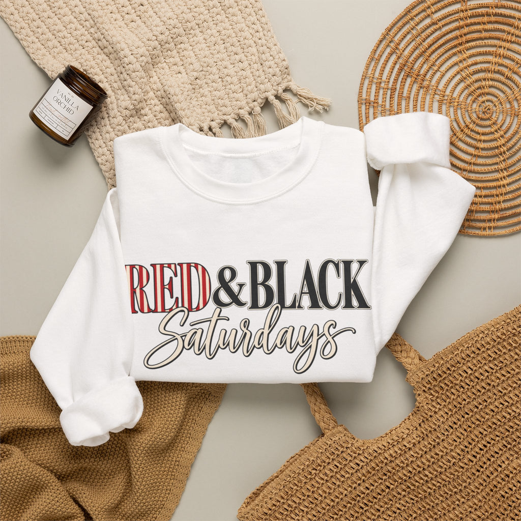 Women Red & Black Saturdays Crewneck Sweatshirt