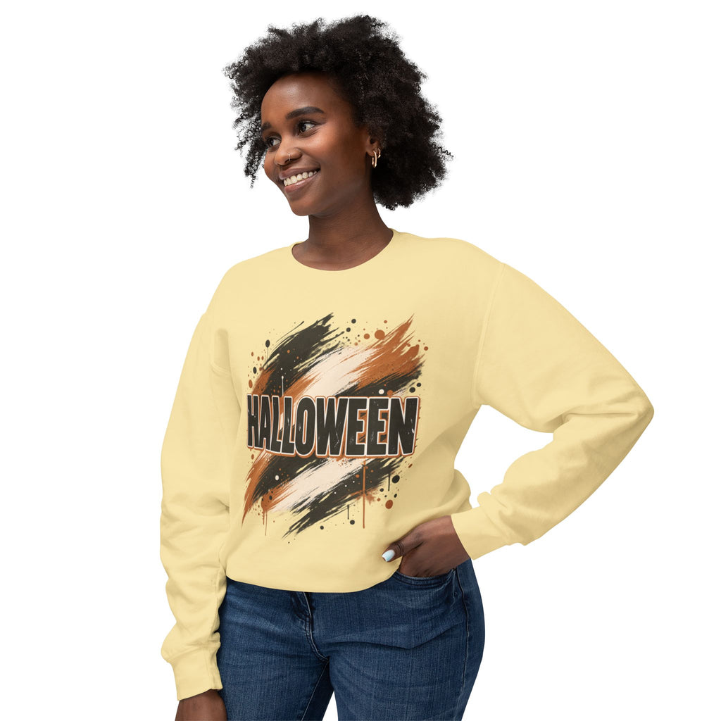 Women Comfort Colors Halloween Graphic Sweatshirt — Brush Stroke Script Design