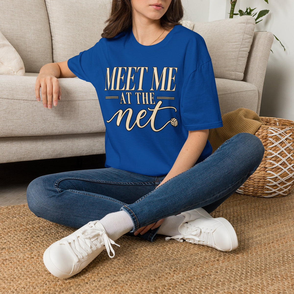 Custom Women Meet Me at the Net Volleyball T‑Shirt