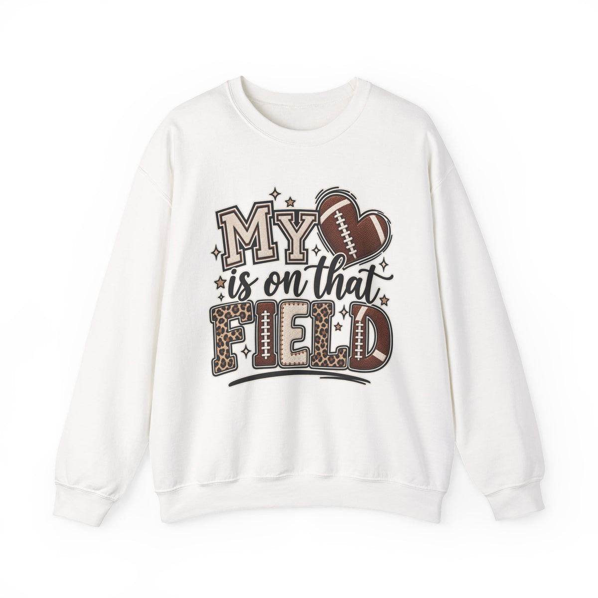 Customizable Women My Heart Is On That Field Crewneck Sweatshirt
