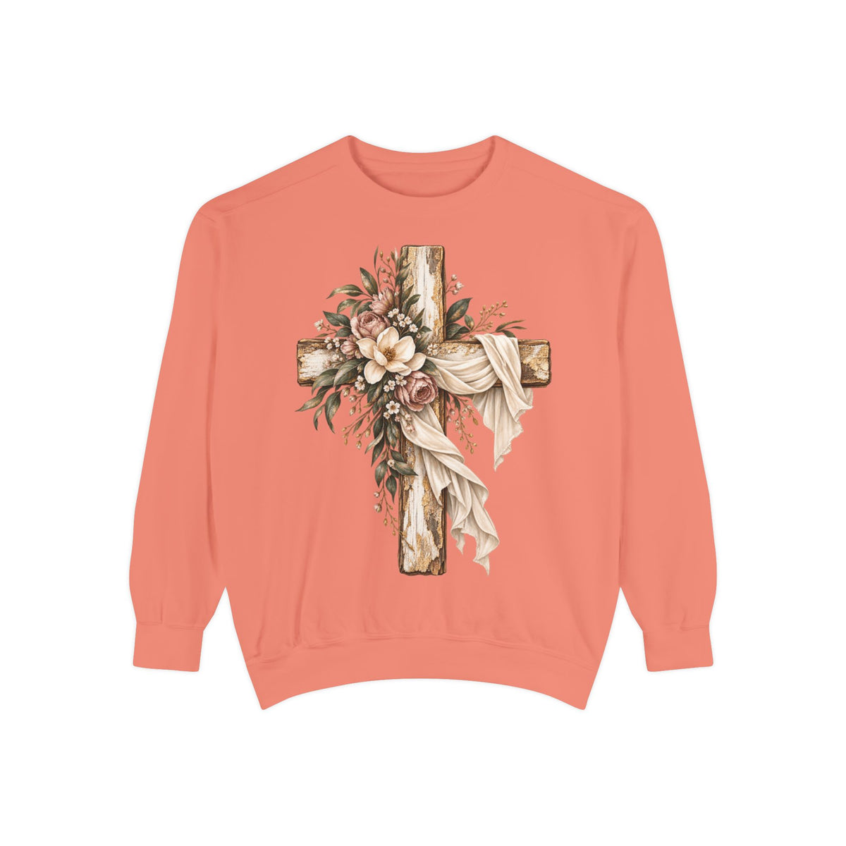 Floral Cross Christian Sweatshirt- Comfort Colors