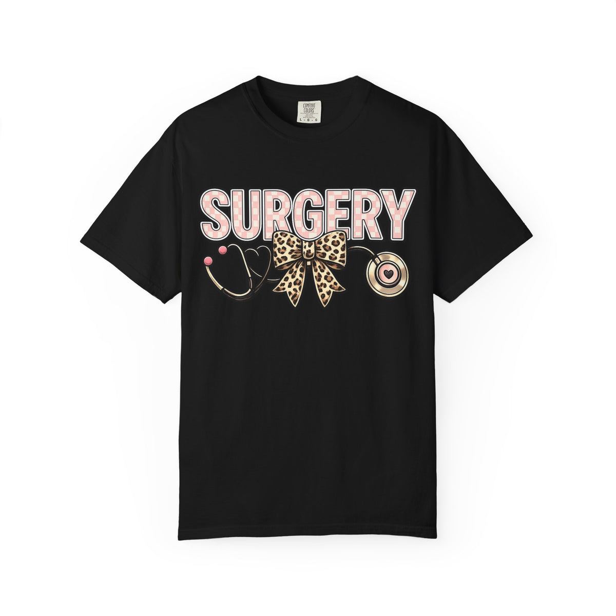 Surgery Stethoscope Tee — Leopard Bow Medical Nurse Doctor Shirt