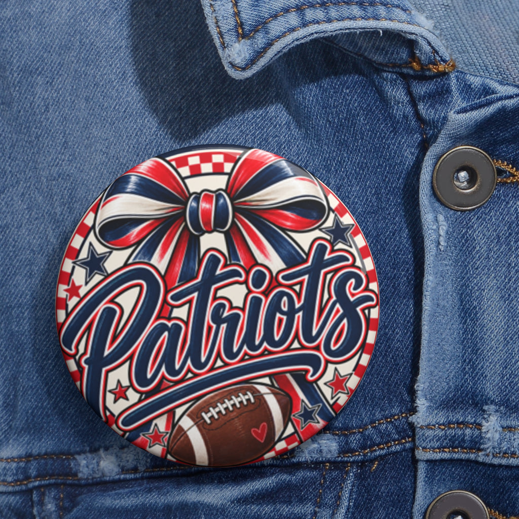Patriots Pin Button — Red White Blue Football Team Spirit Badge