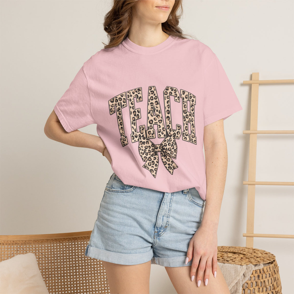 Teacher Leopard Print Bow T-Shirt
