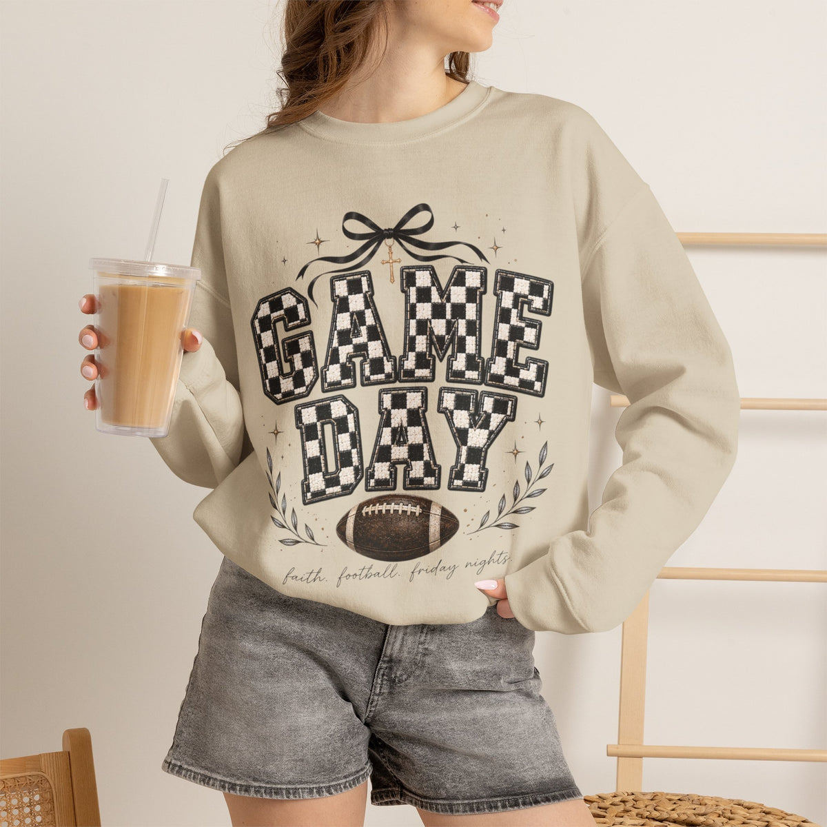 Women Faith Football & Friday Nights Crewneck Sweatshirt