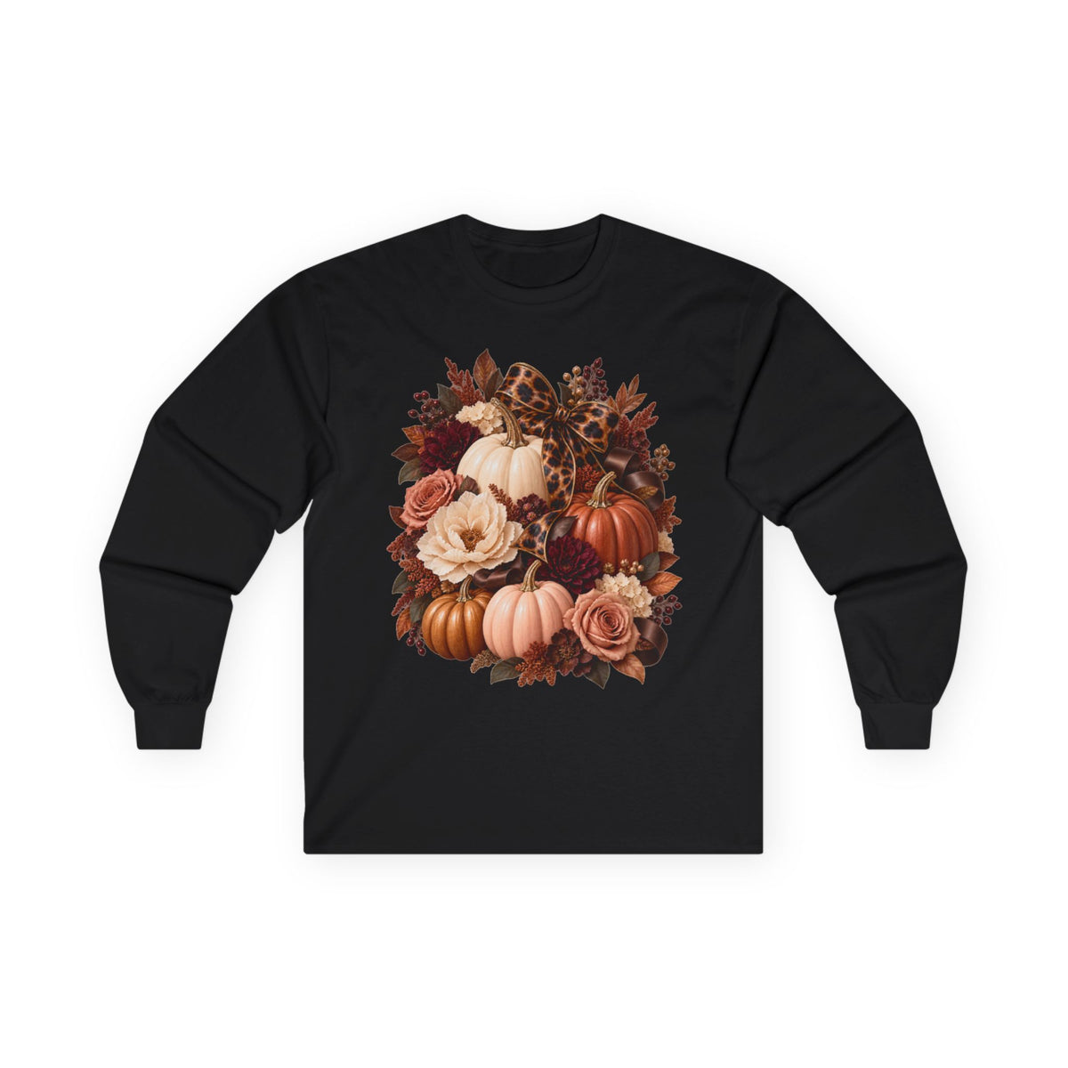 Women Autumn Pumpkin Bouquet Long Sleeve Tee