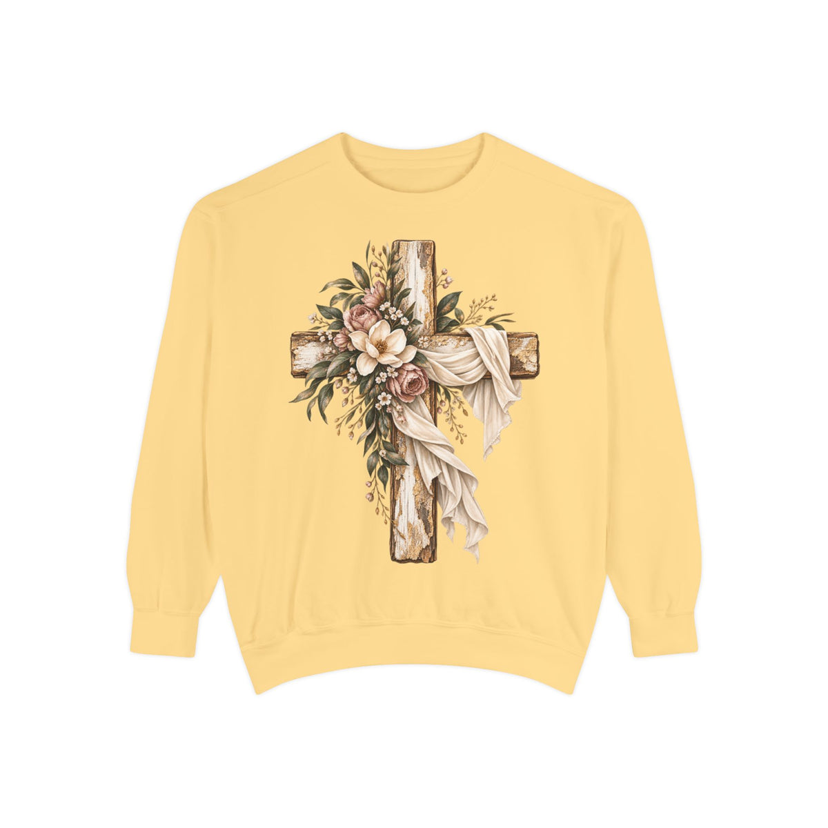Floral Cross Christian Sweatshirt- Comfort Colors