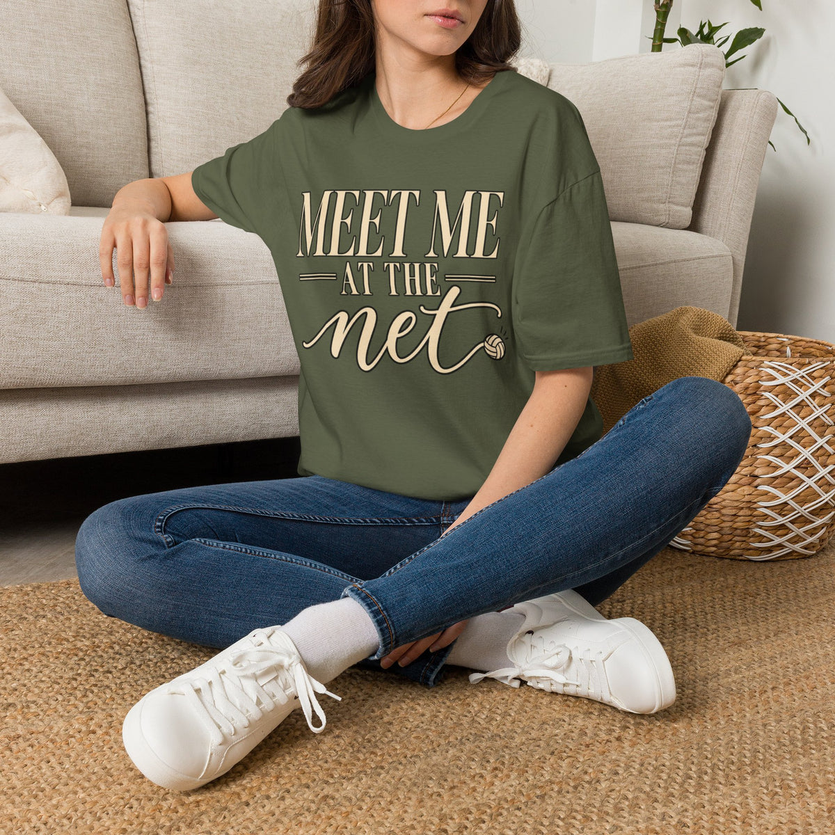 Custom Women Meet Me at the Net Volleyball T‑Shirt