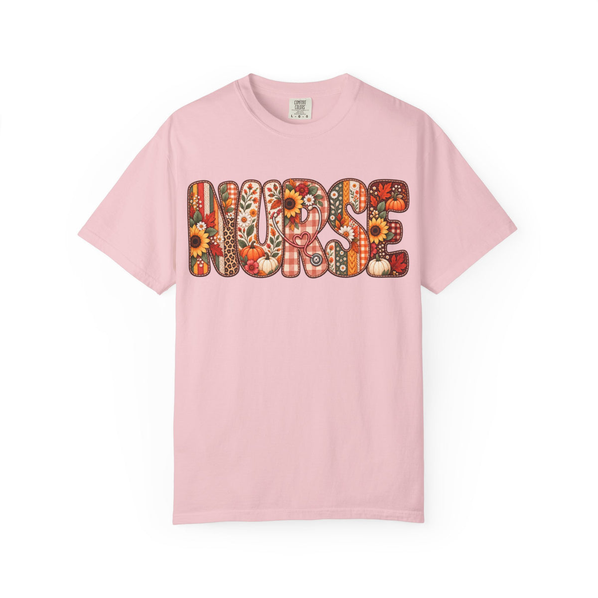 Women Comfort Colors Nurse Floral Graphic T-Shirt