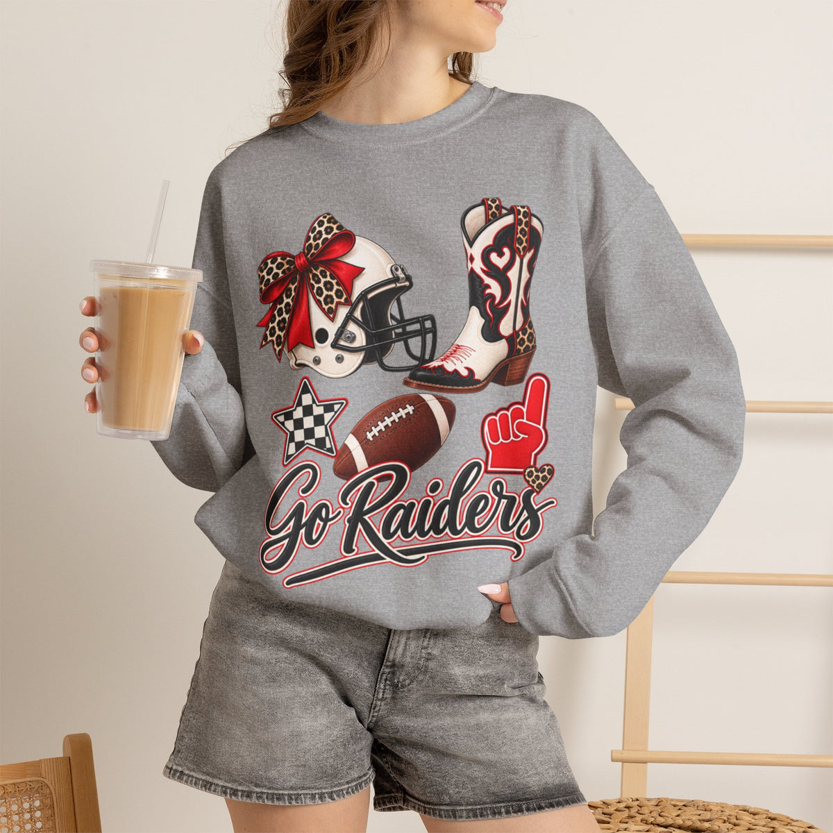 Women Raiders Football Crewneck Sweatshirt