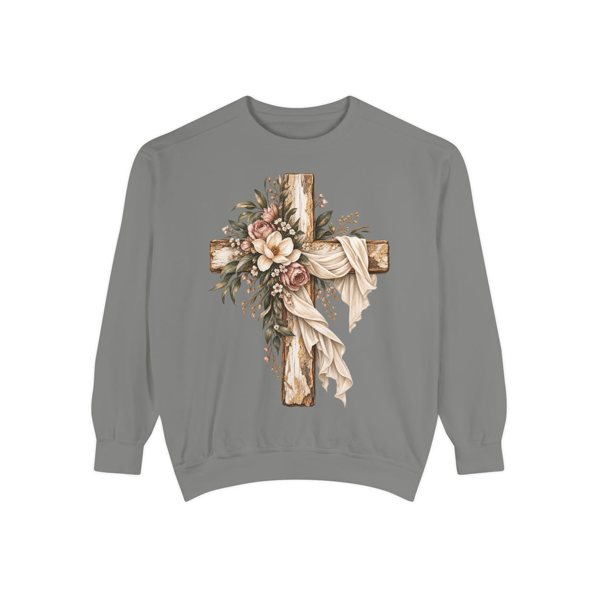 Floral Cross Christian Sweatshirt- Comfort Colors