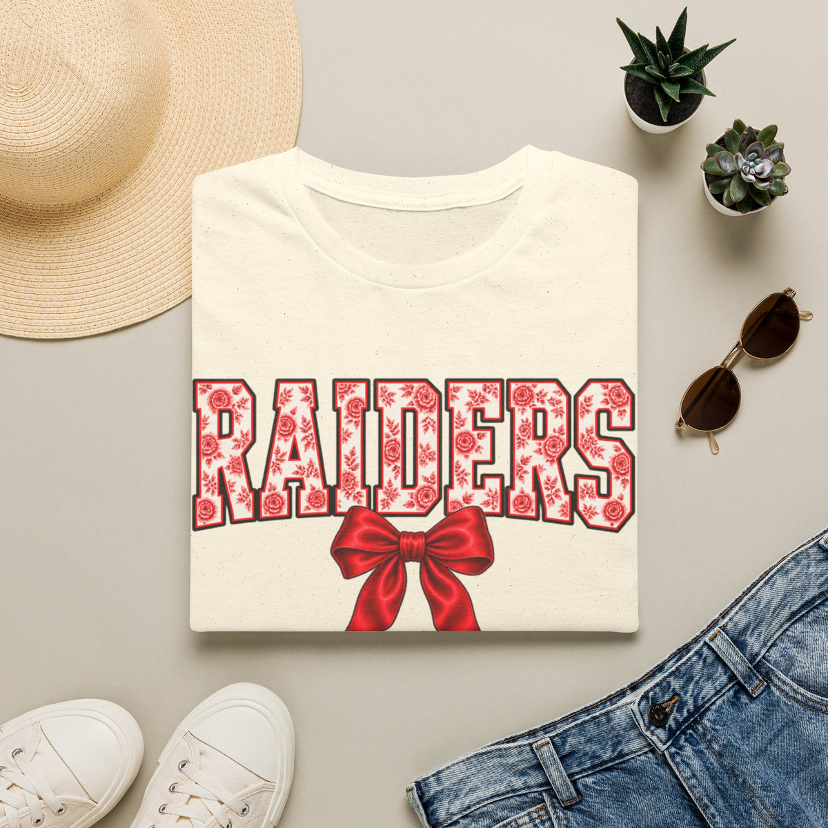 Women Raiders Floral Bow T-Shirt