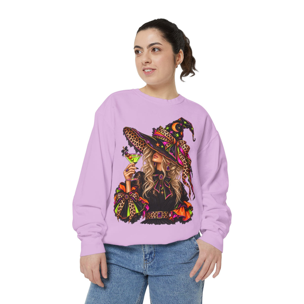 Witchy Halloween Sweatshirt — Colorful Boho Witch Graphic