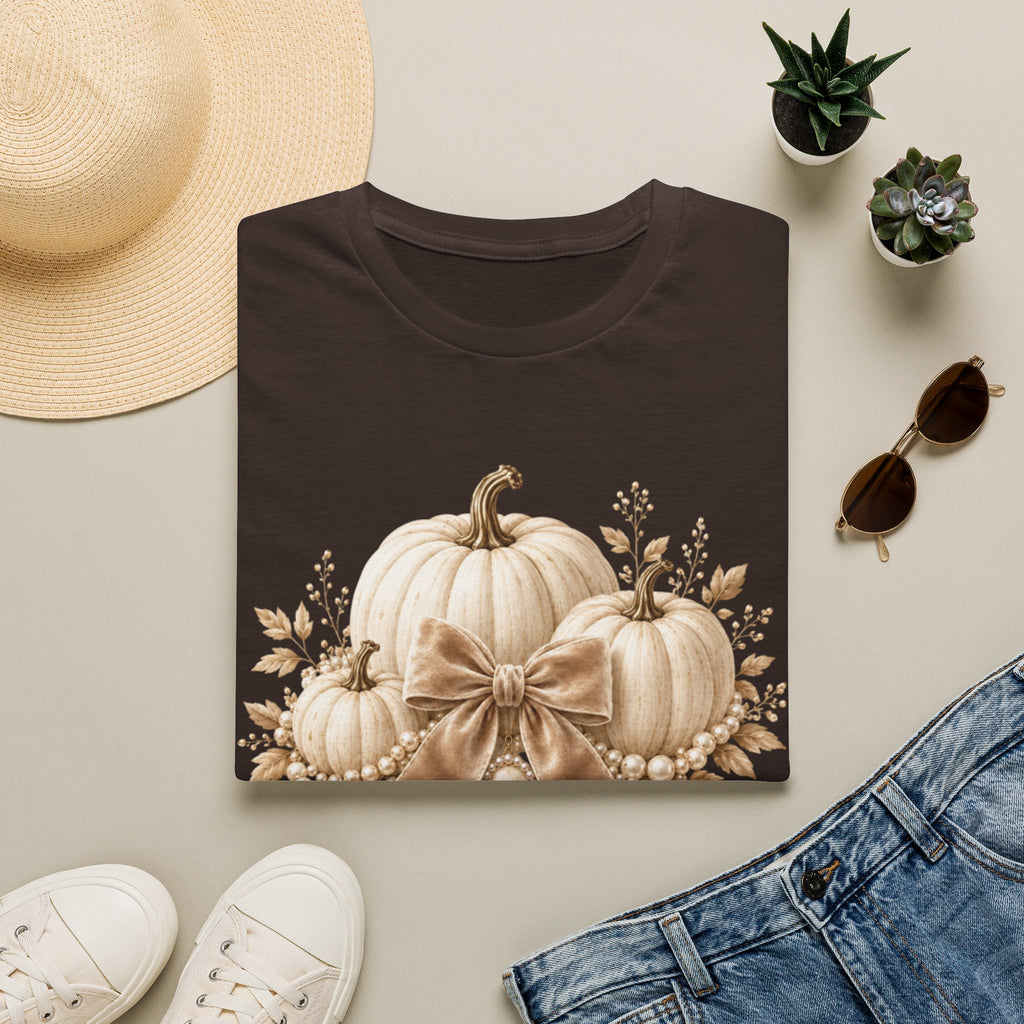 Women Pumpkin Trio Bow T-Shirt