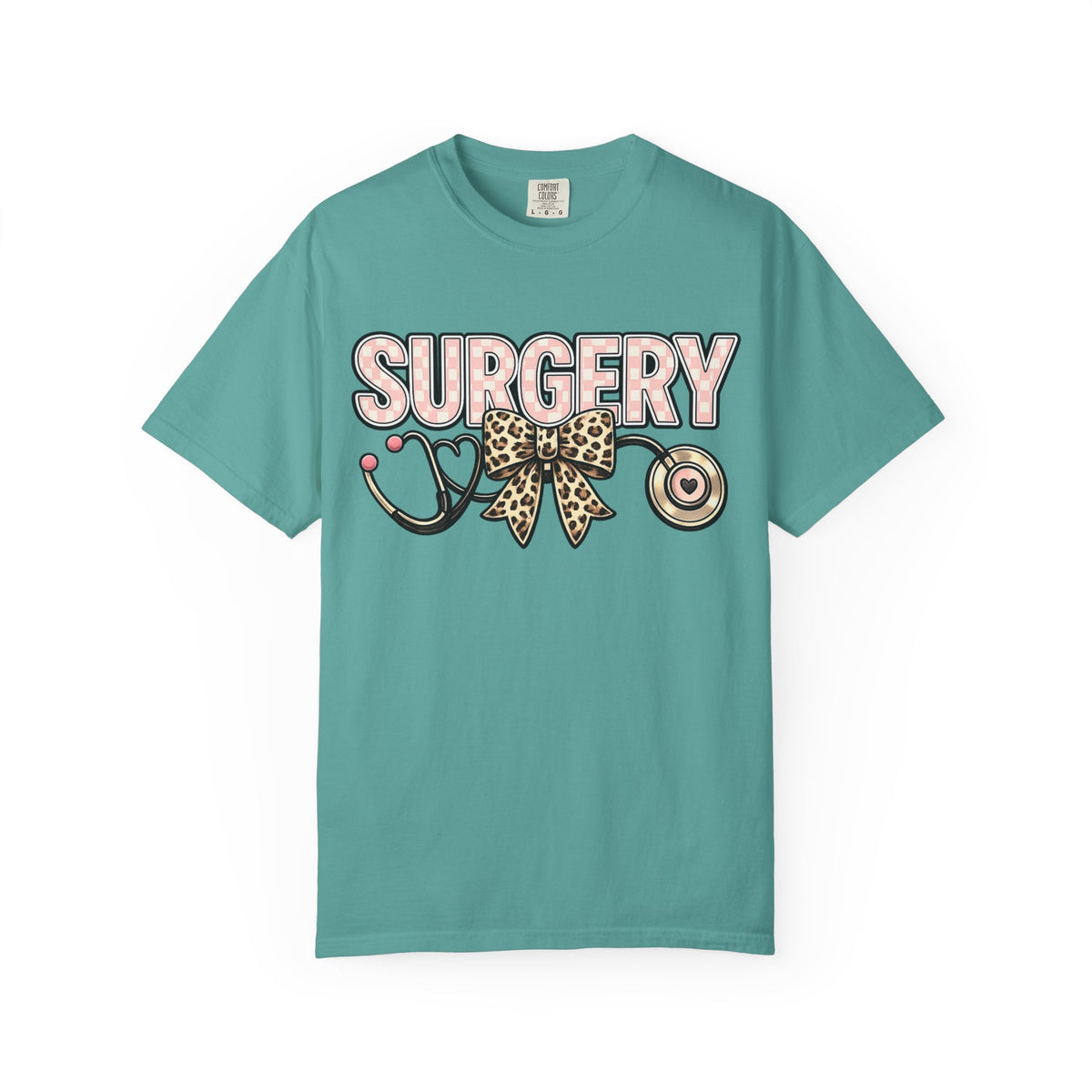Surgery Stethoscope Tee — Leopard Bow Medical Nurse Doctor Shirt