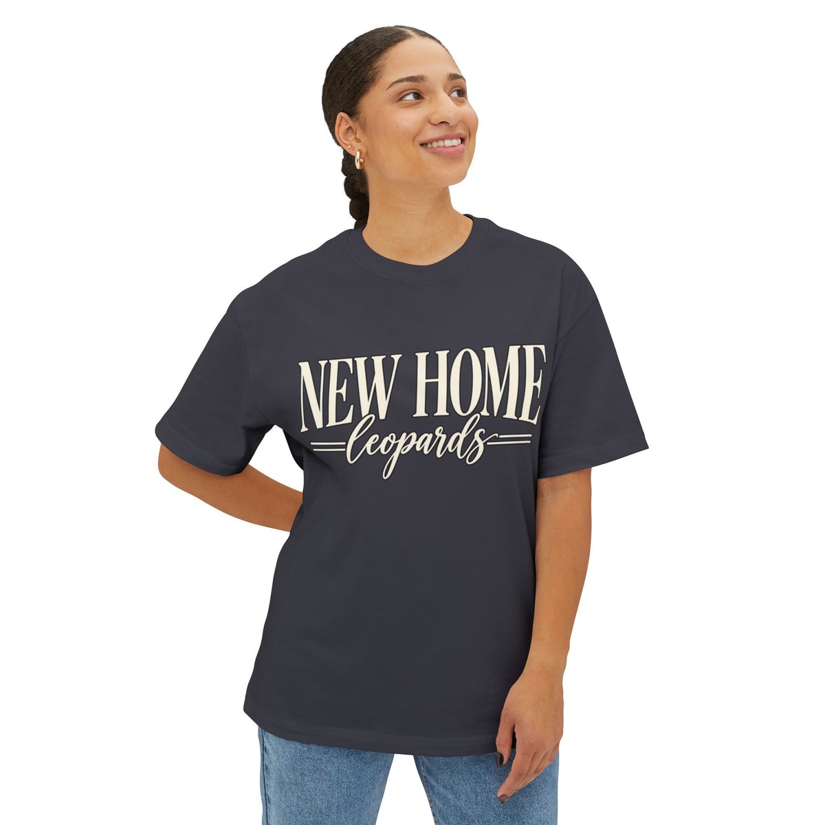 Women New Home Leopards Tee — Oversized Boxy