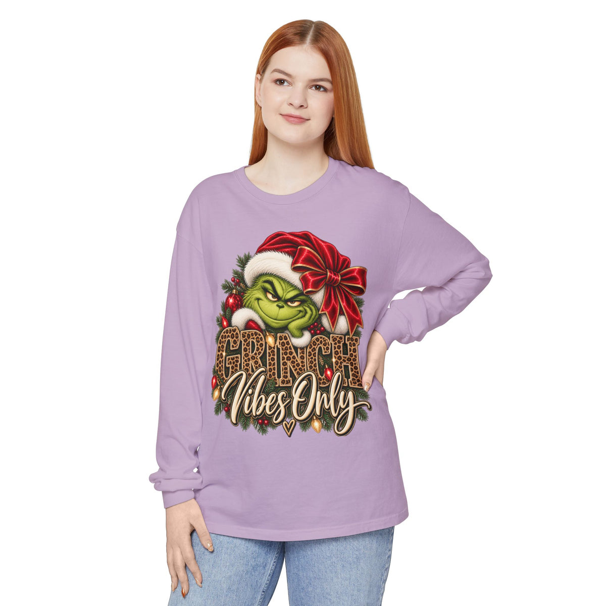 Women Grinch Vibes Only Long Sleeve Tee