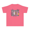 First Day of School Youth Tee — Pink Bow Checkerboard Back-to-School Shirt