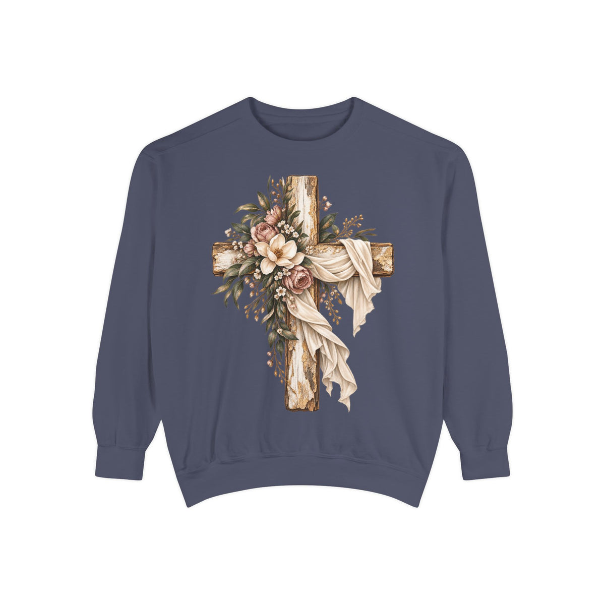 Floral Cross Christian Sweatshirt- Comfort Colors
