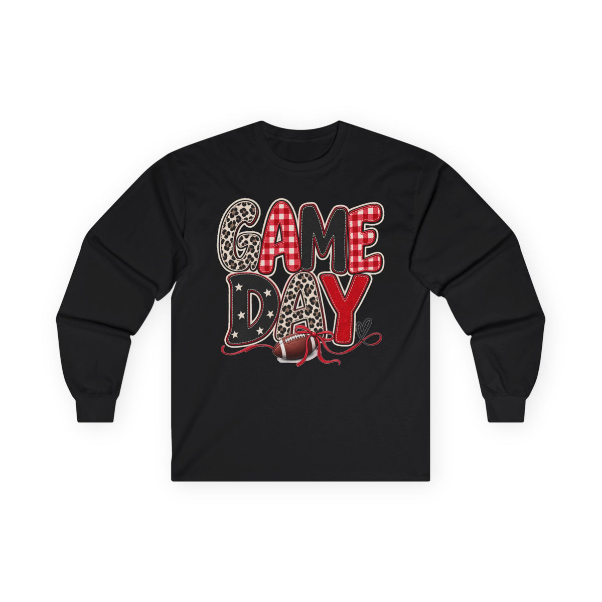 Women Red and Black Game Day Long Sleeve Tee