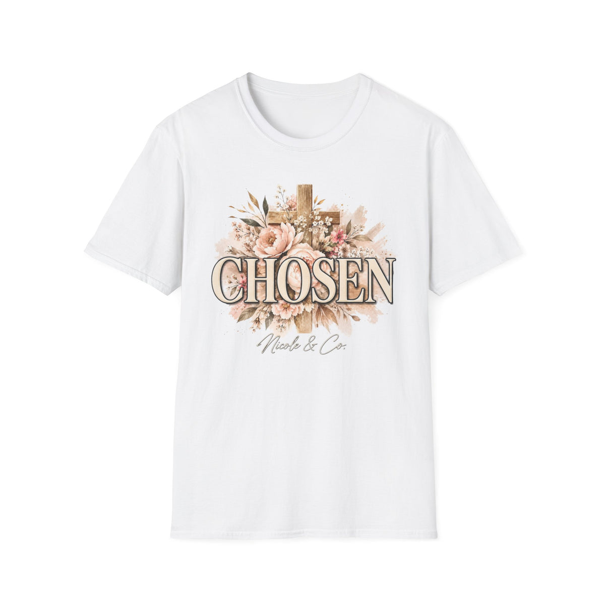 Women Chosen Floral Cross T-Shirt