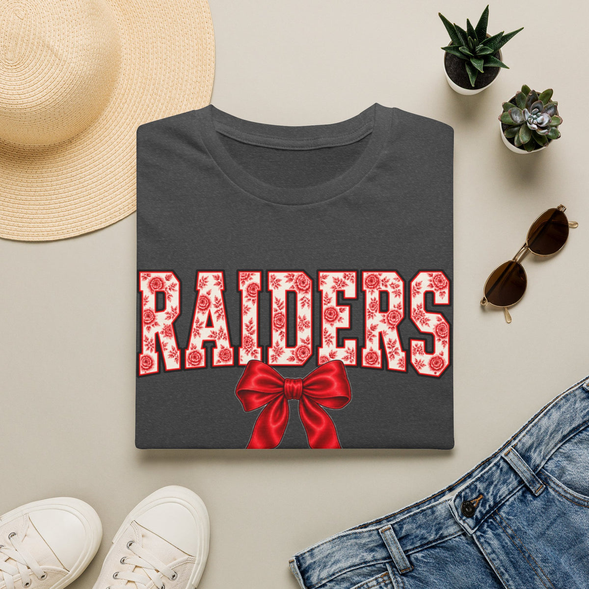Women Raiders Floral Bow T-Shirt