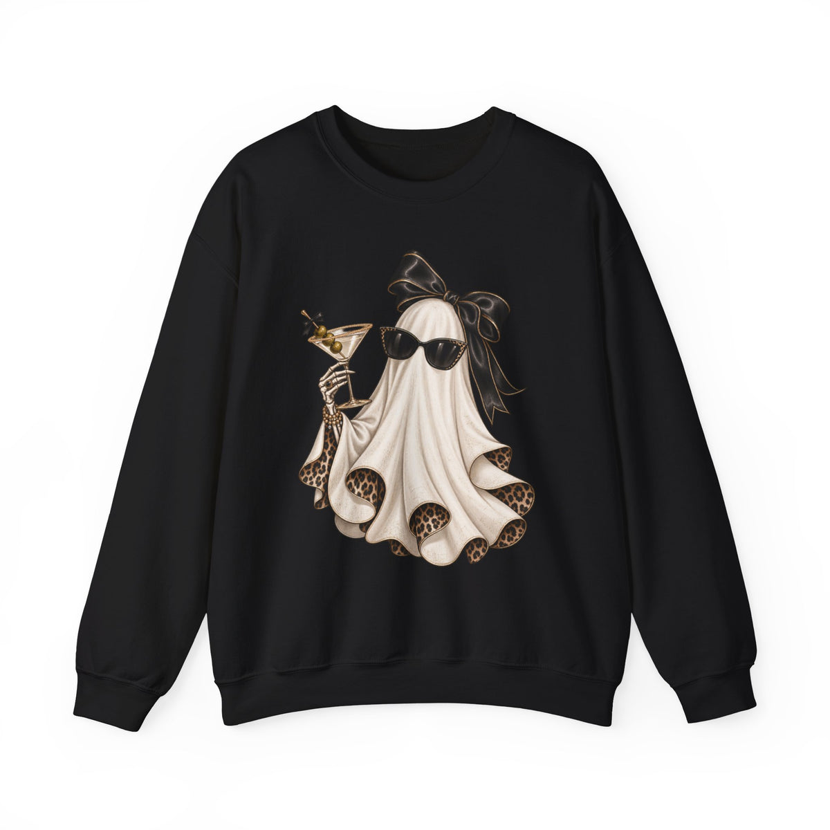 Chic Ghost with Martini Crewneck Sweatshirt