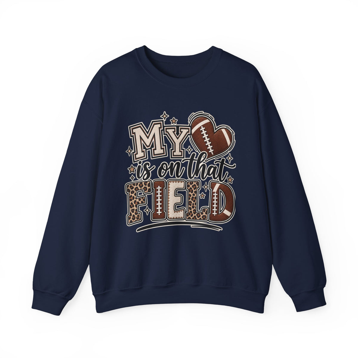 Customizable Women My Heart Is On That Field Crewneck Sweatshirt