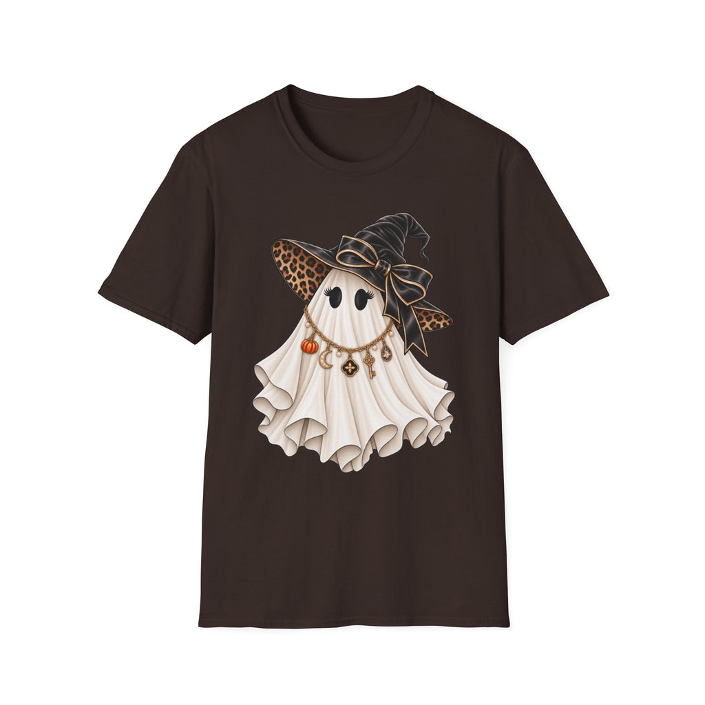 Women Halloween Ghost with Witch Hat T-Shirt