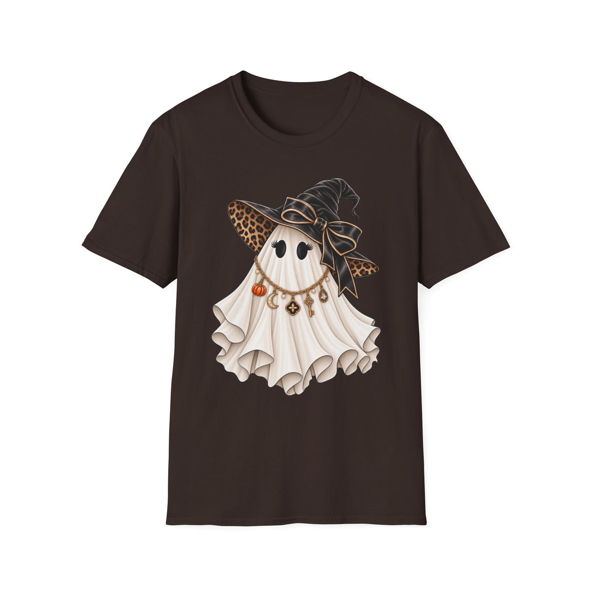 Women Halloween Ghost with Witch Hat T-Shirt