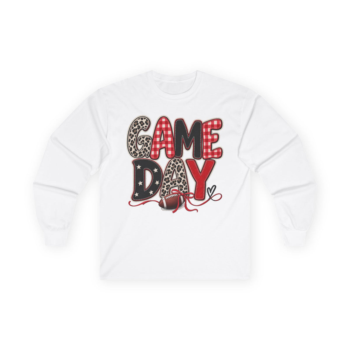 Women Red and Black Game Day Long Sleeve Tee