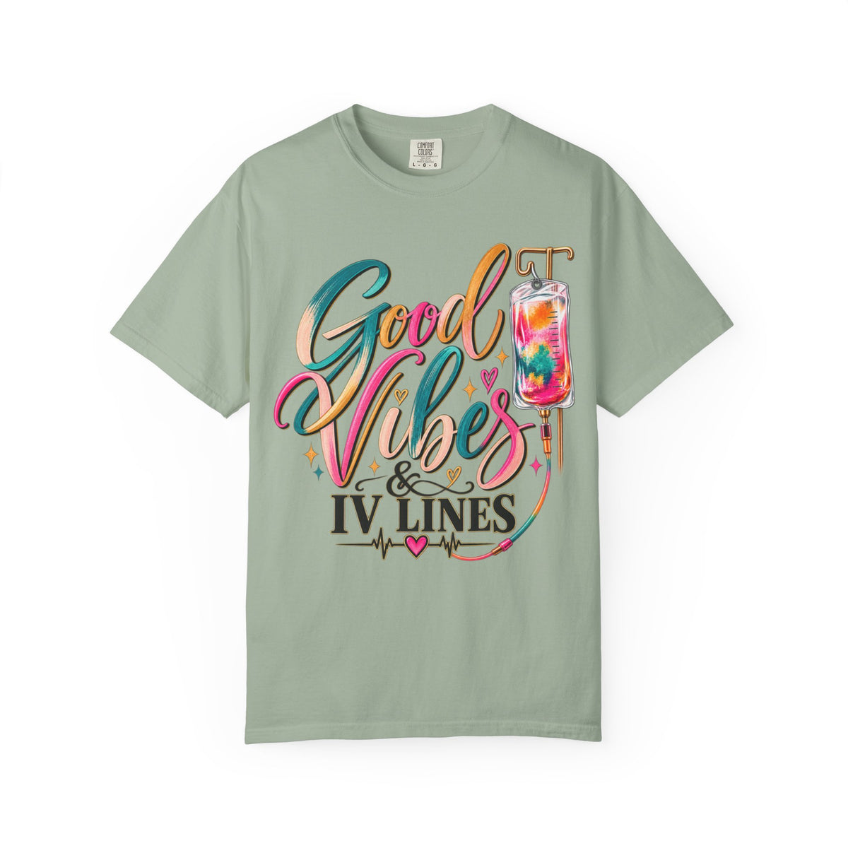 Women Comfort Colors Good Vibes & IV Lines T-Shirt