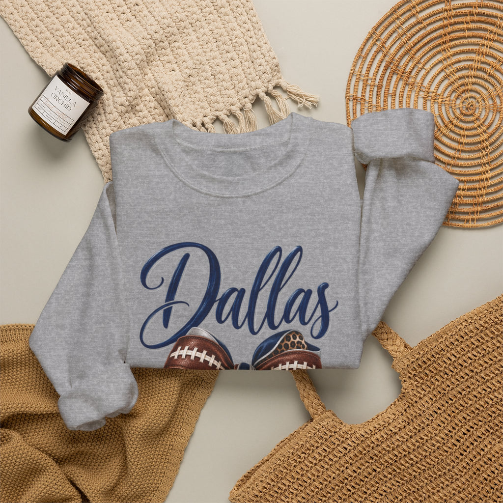 Women Dallas Football Bow Crewneck Sweatshirt
