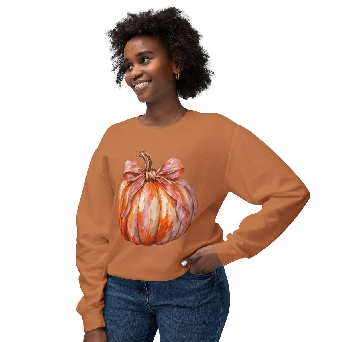 Women Comfort Colors Watercolor Pumpkin Sweatshirt