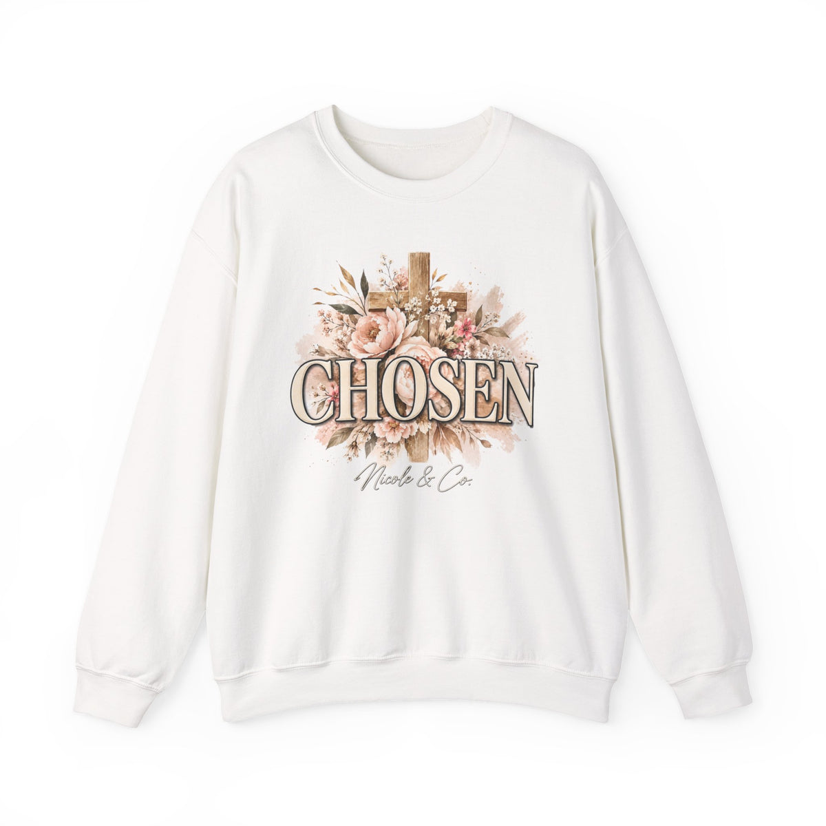 Women Chosen Floral Cross Crewneck Sweatshirt