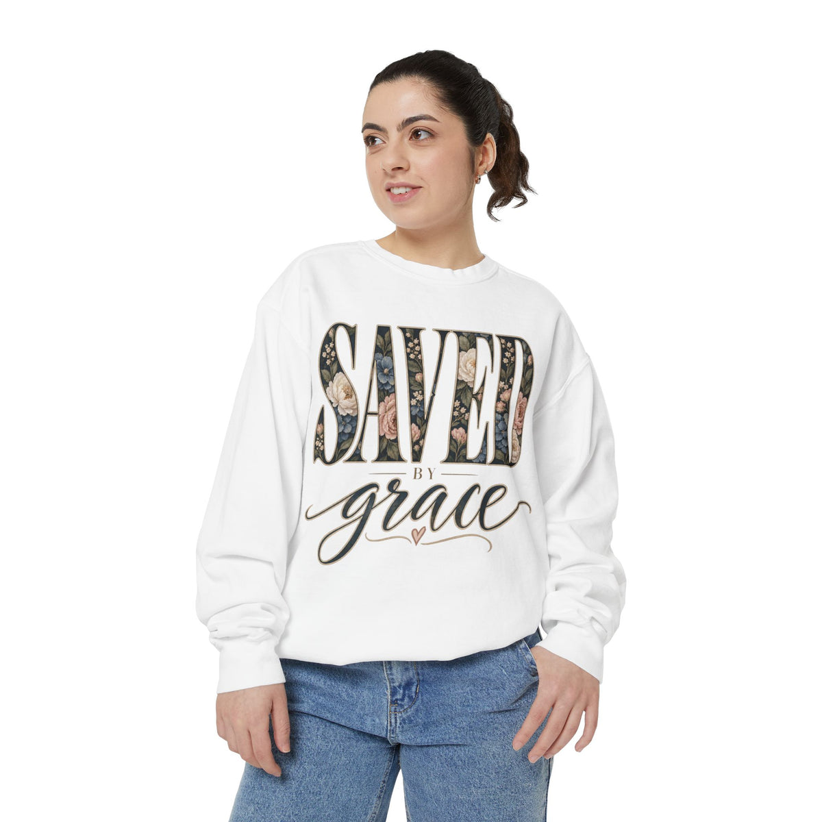 Women Saved by Grace Faith-Inspired Sweatshirt- Comfort Colors
