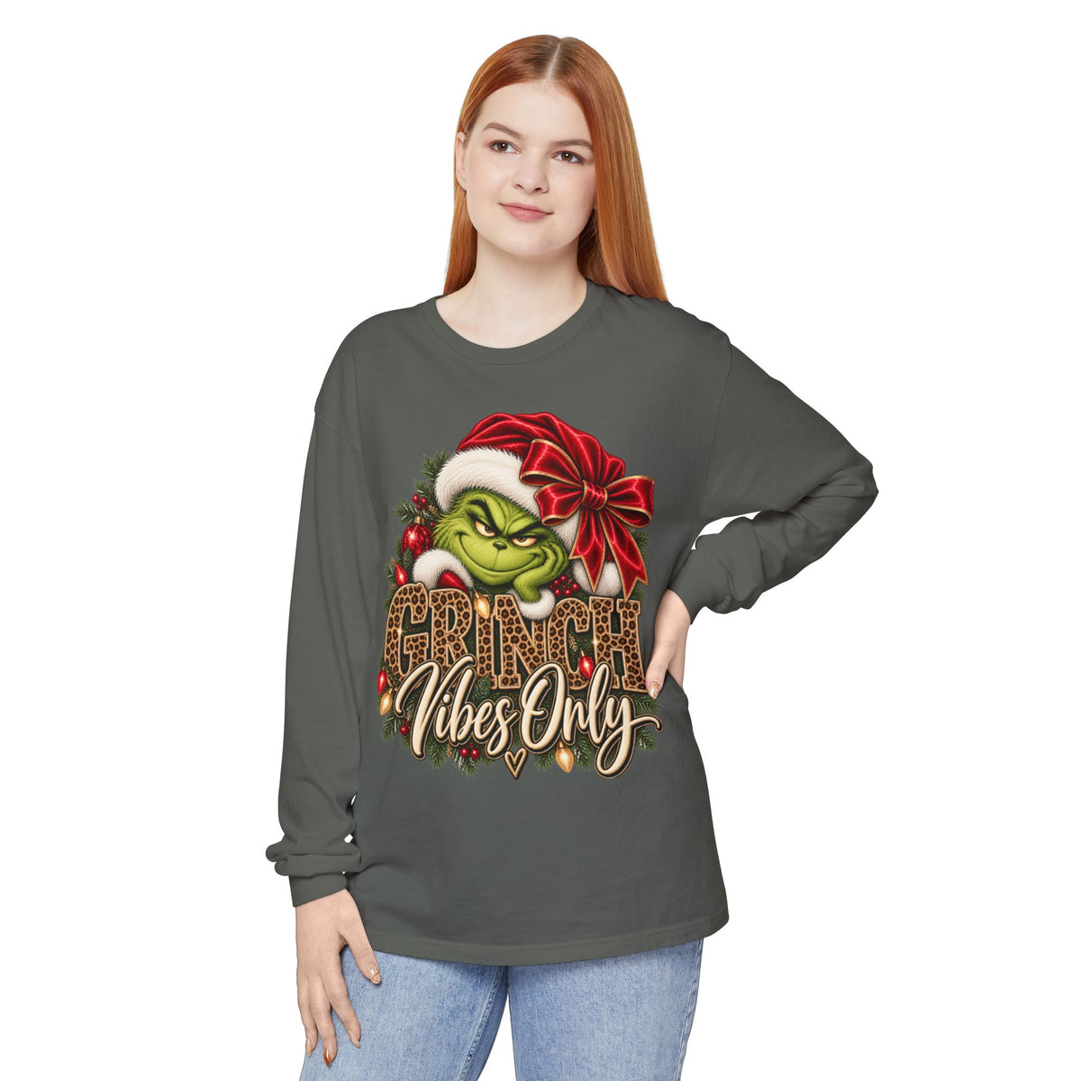 Women Grinch Vibes Only Long Sleeve Tee