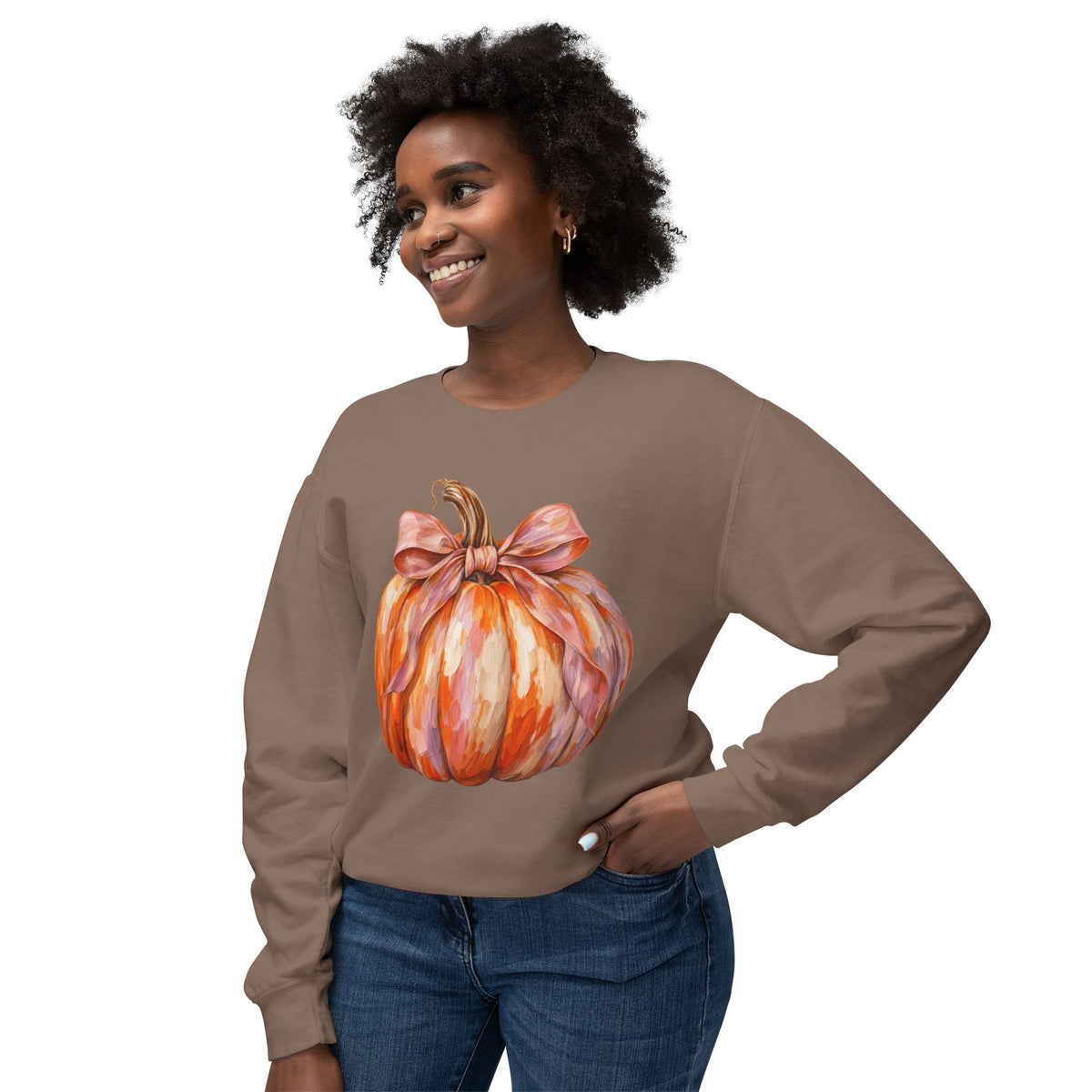 Women Comfort Colors Watercolor Pumpkin Sweatshirt
